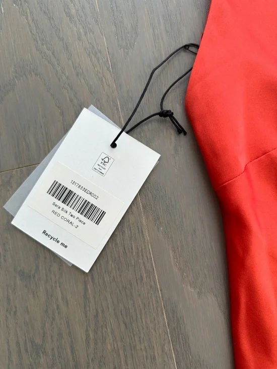 Reformation SERA Two Piece Silk Maxi Skirt Set Red Coral Orange Sz 2 - With Tags - Picture 5 of 10